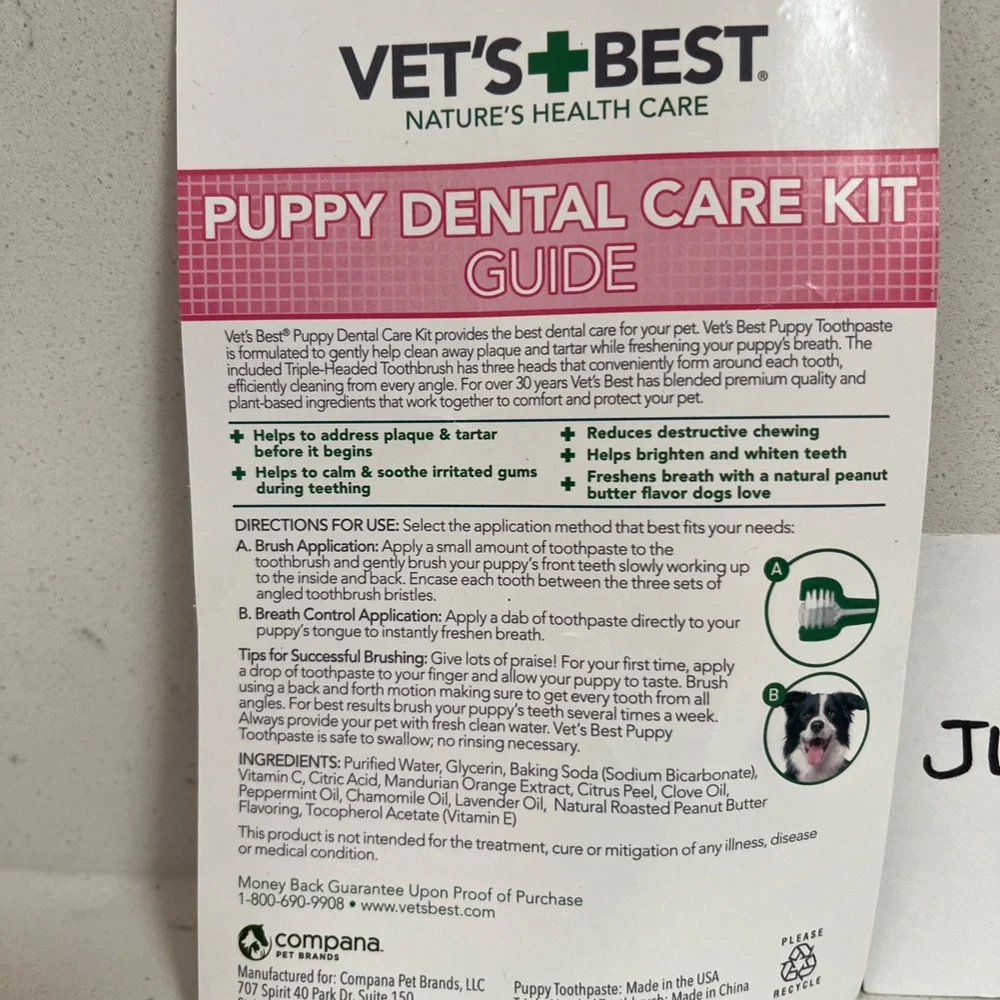 NEW Vet's Best Dog Toothpaste- Dog Teeth Cleaning 3.5oz Peanut Butter Flavor 2pc